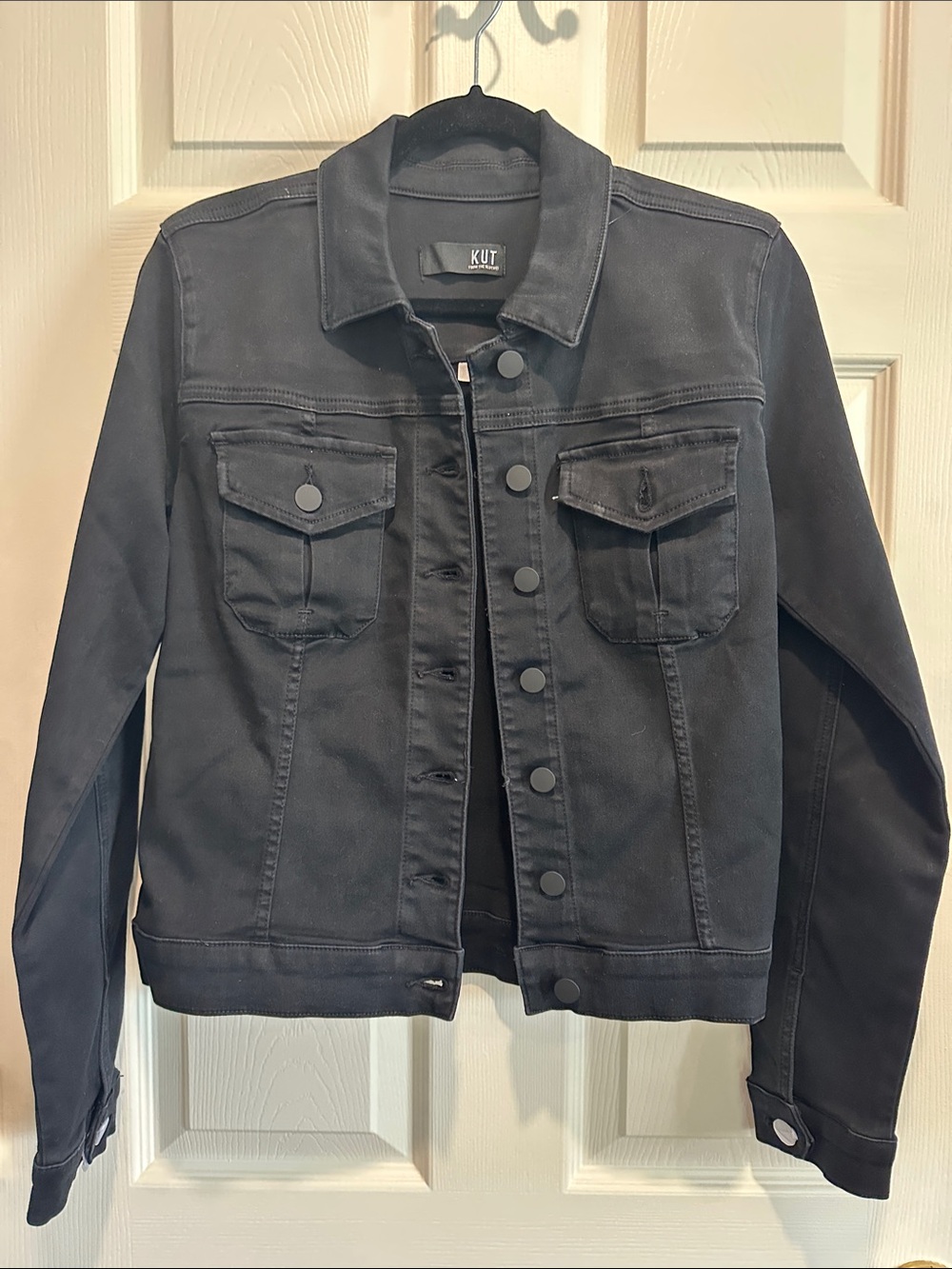 Kut from the Kloth Black Denim Jacket with Button Front